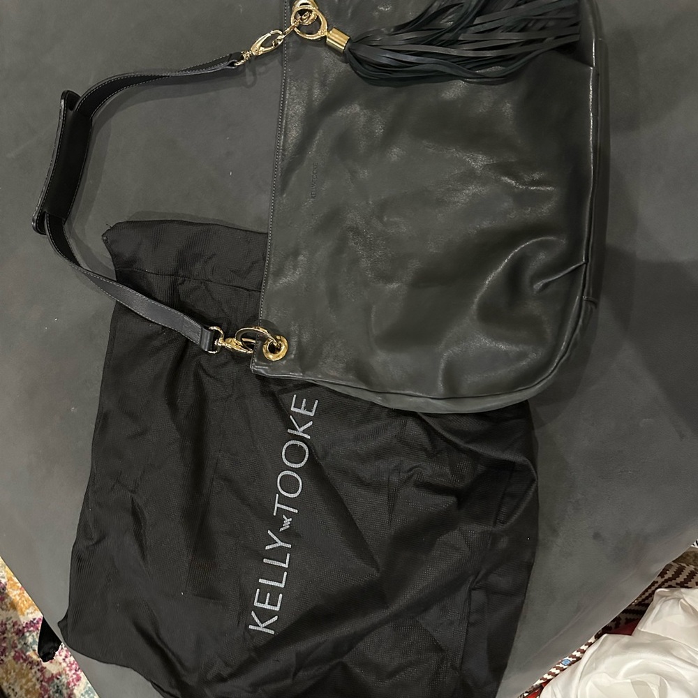 Black Leather Kelly Tooke Shoulder Bag